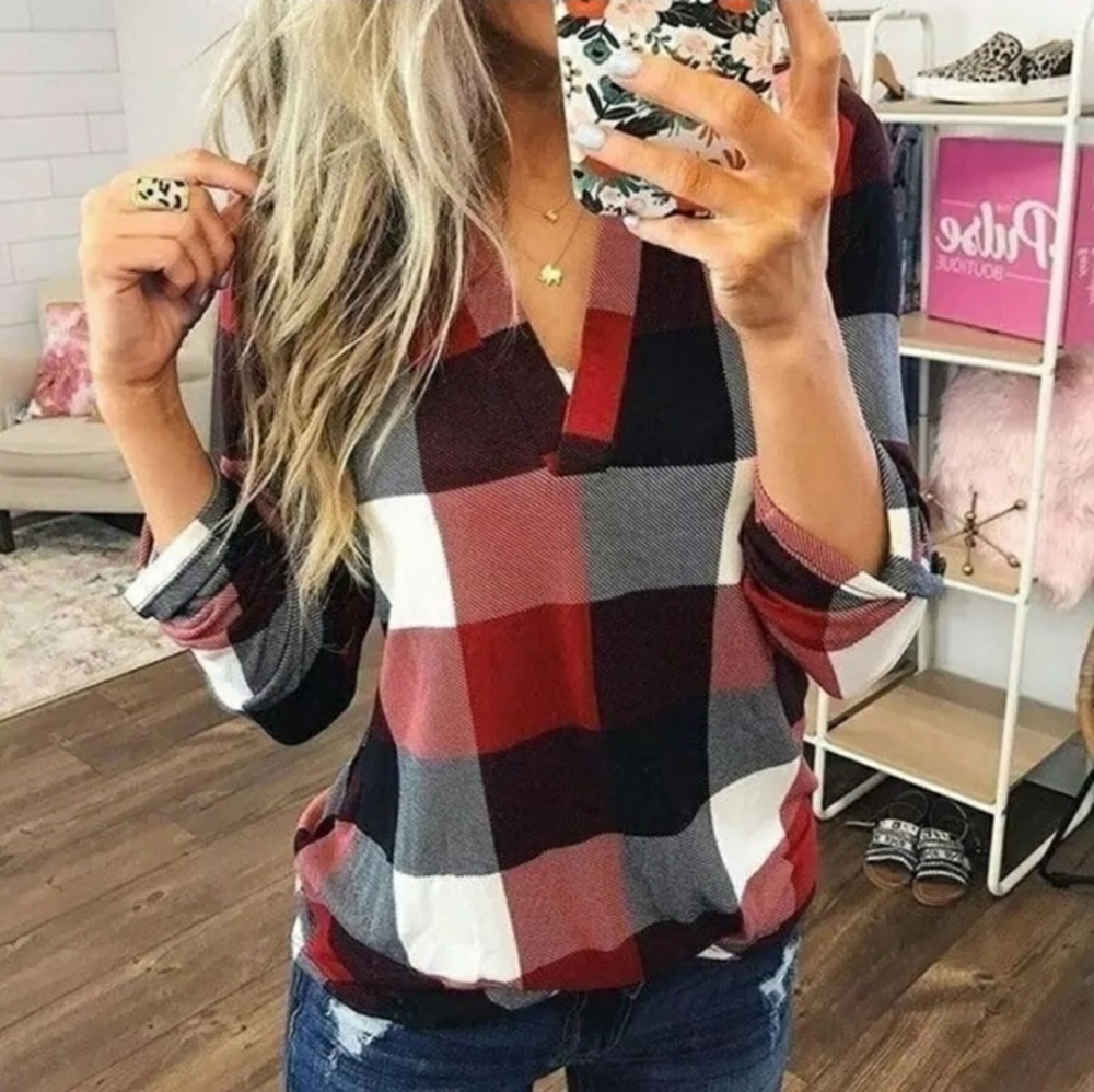 Plaid LS Top